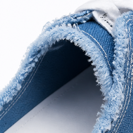 Vellora – Frayed Denim Slip-On Sneakers
