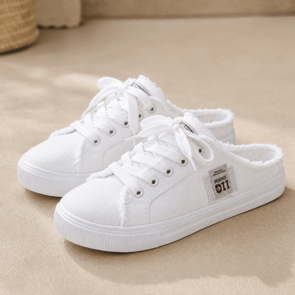 Vellora – Frayed Denim Slip-On Sneakers
