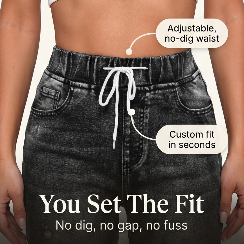 Vellora™ – High Waist Drawstring Denim Capris