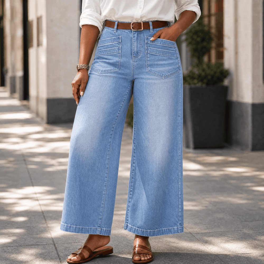 Vellora – Women's Patch-Pocket Wide-Leg Jeans
