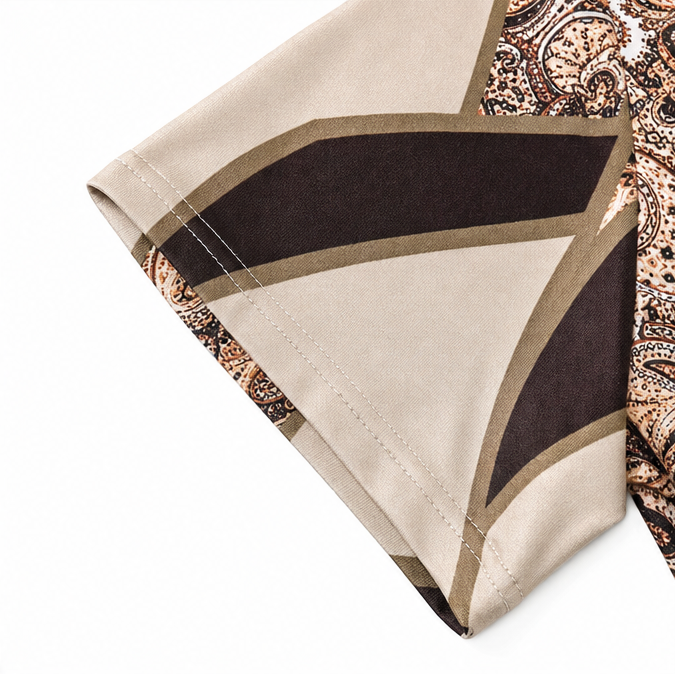 Velora – Asymmetric Hem Leopard Paisley Print Tunic Top