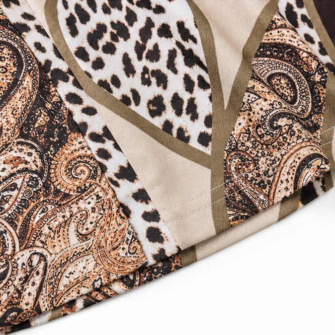 Velora – Asymmetric Hem Leopard Paisley Print Tunic Top
