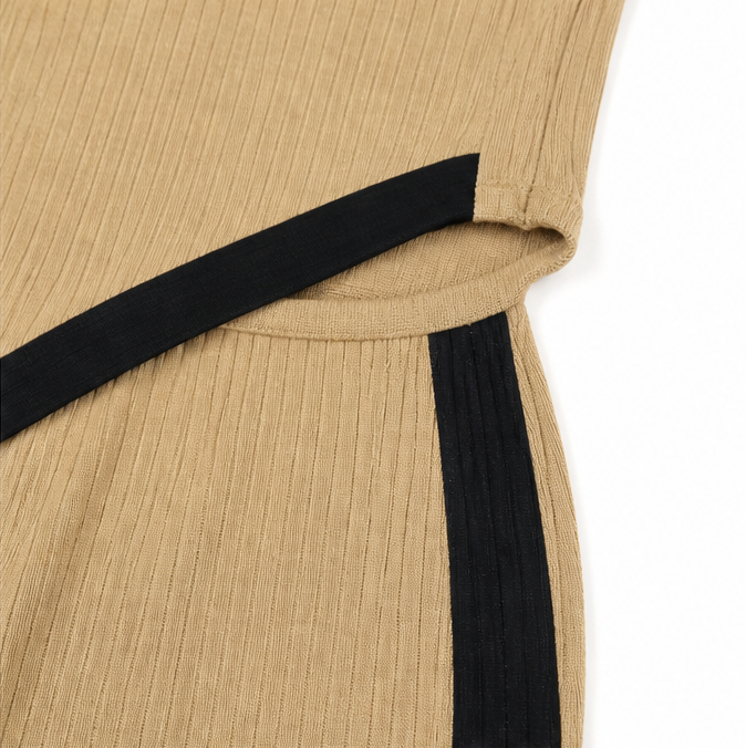 Velora – Asymmetric Ribbed Two-Piece Set with Flared Pants