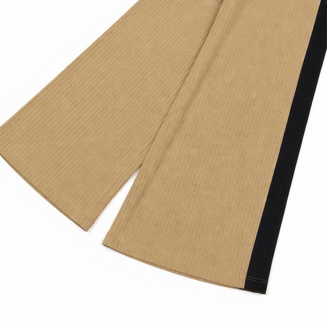 Velora – Asymmetric Ribbed Two-Piece Set with Flared Pants