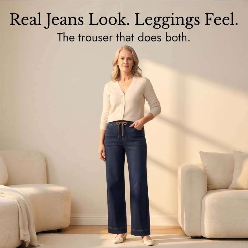 Velora – Drawstring Wide-Leg Comfort Jeans