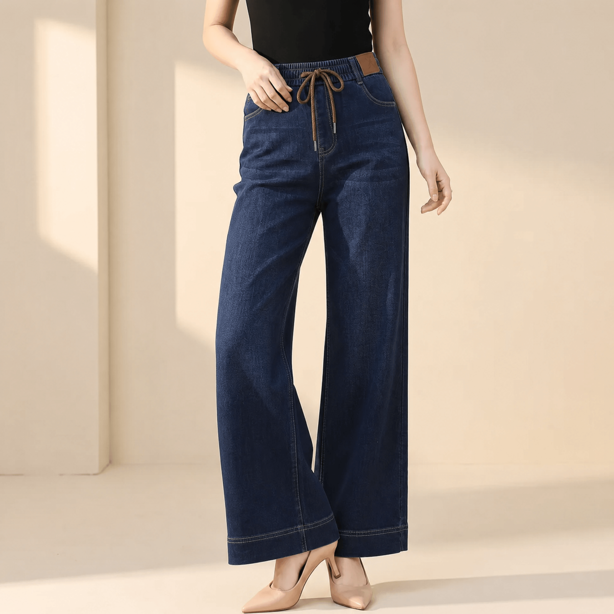 Velora – Drawstring Wide-Leg Comfort Jeans
