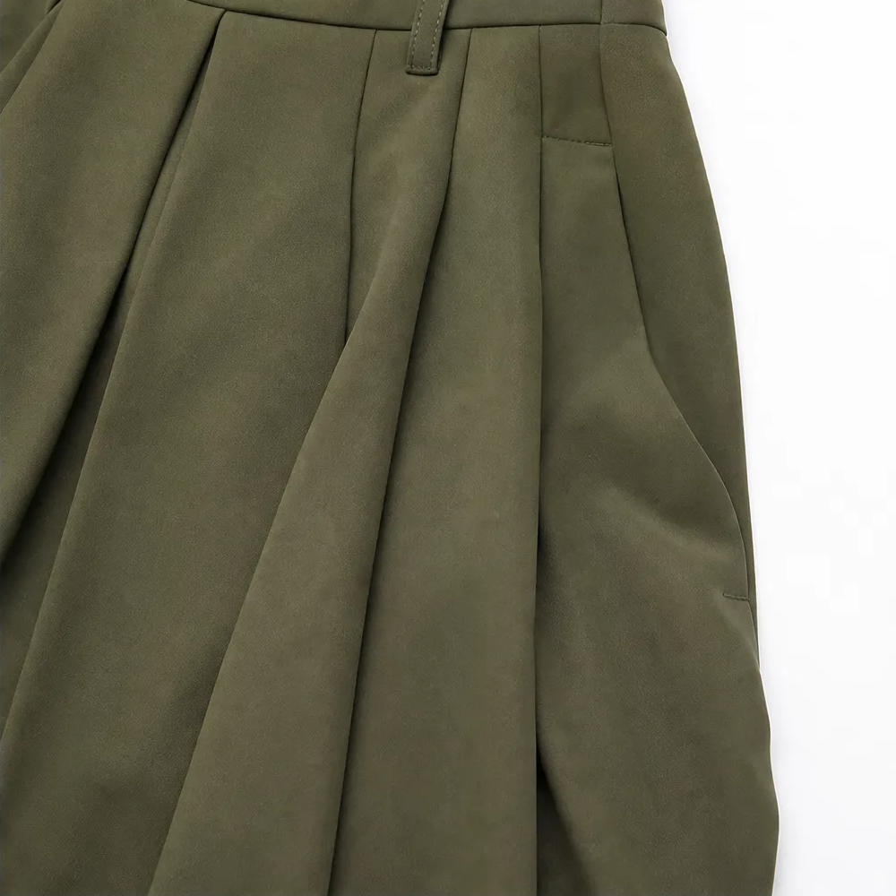 Velora – High Waist Pleated Tapered Wide Leg Trousers for Women
