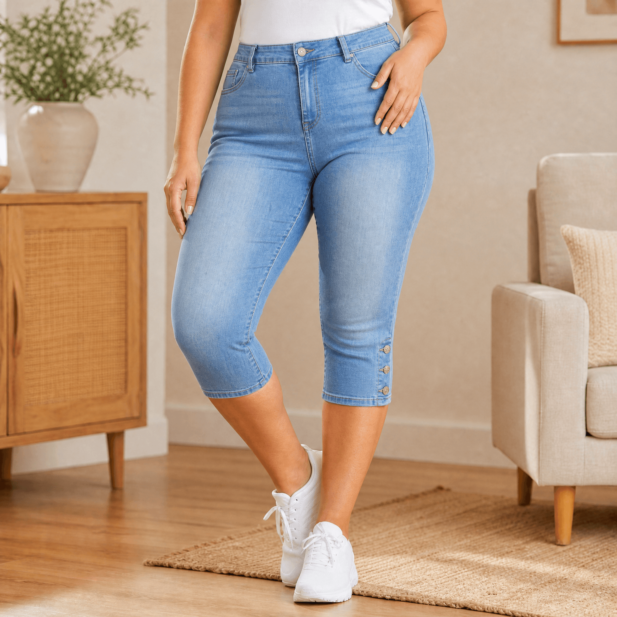 Velora – Women's Slimming High-Waist Capri Jeans