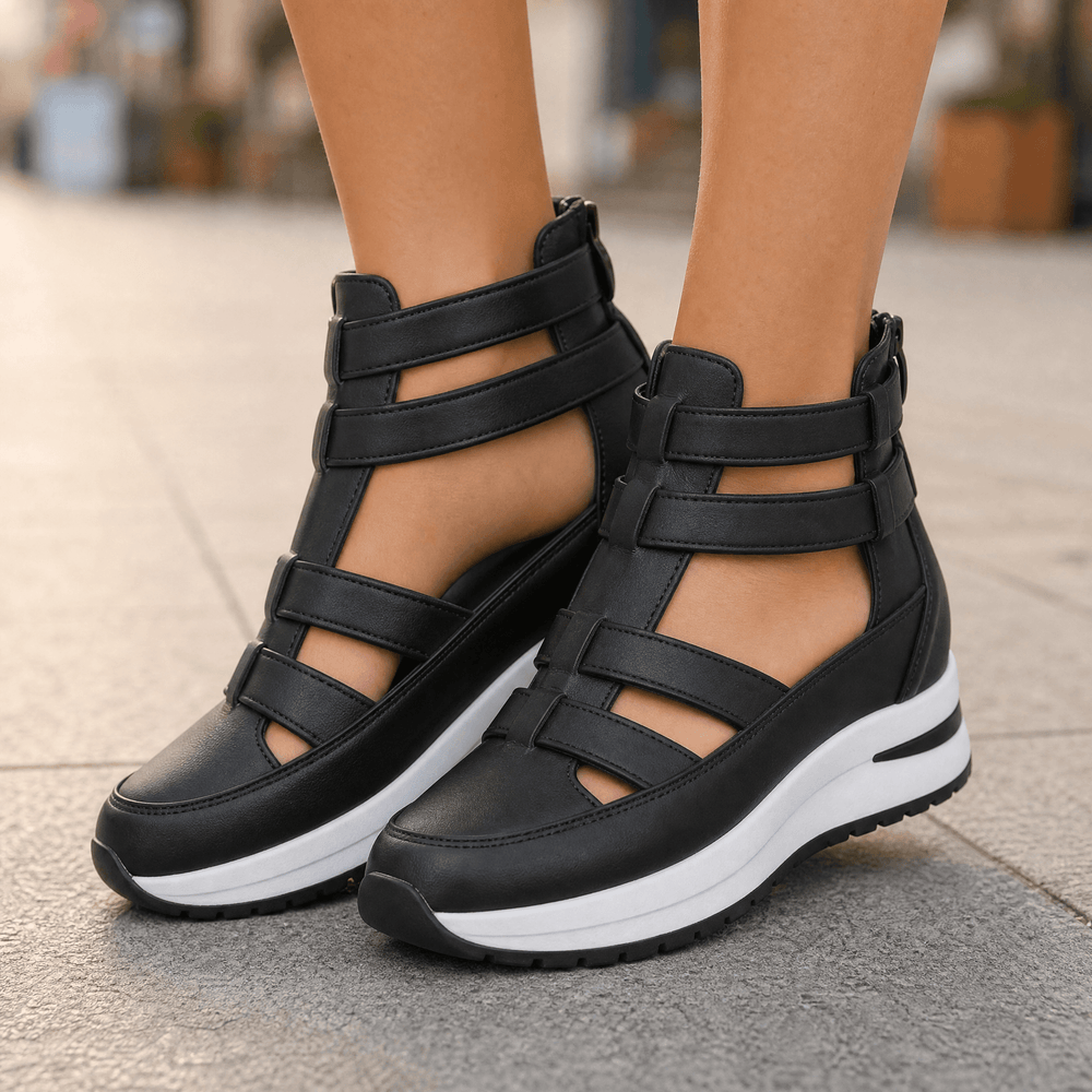 Veluna – Caged Wedge Sandals with Hidden Platform