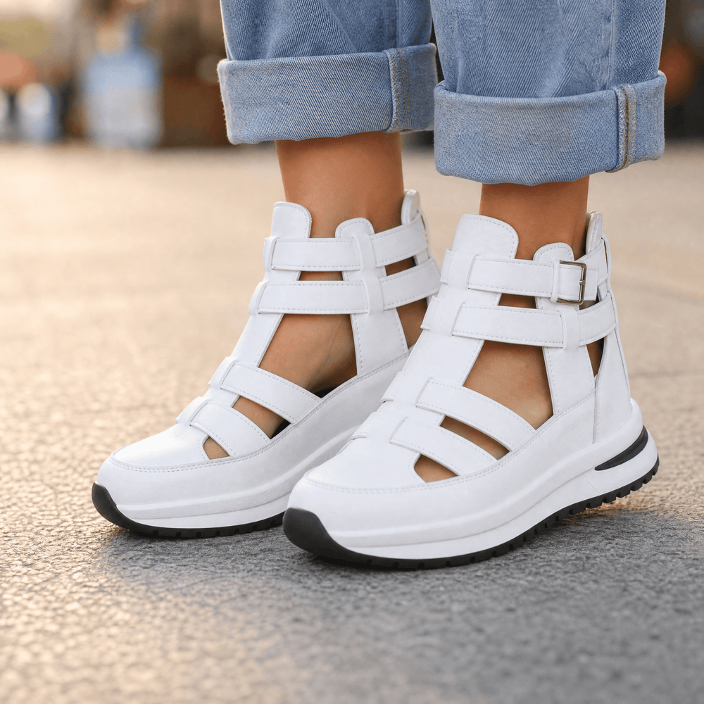 Veluna – Caged Wedge Sandals with Hidden Platform