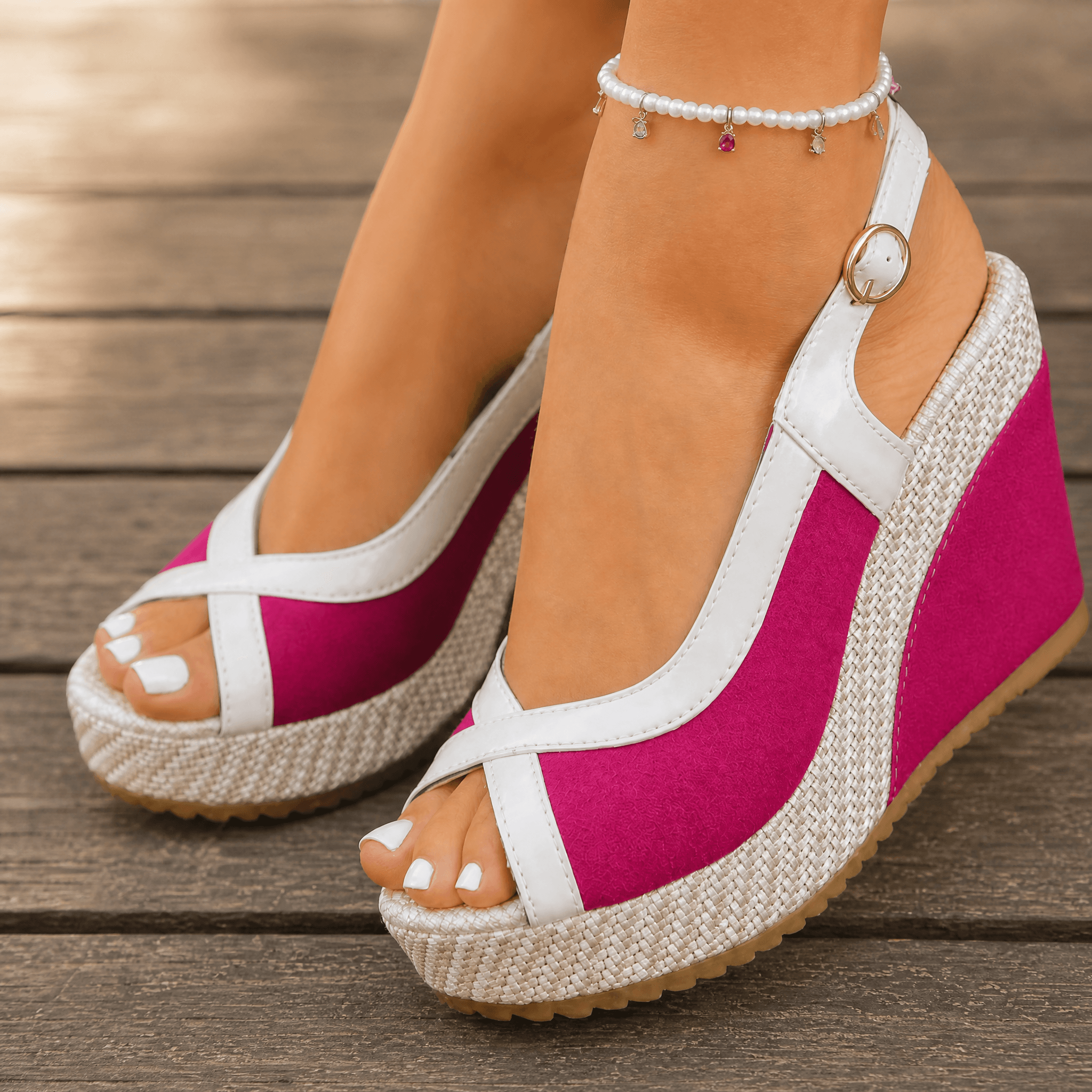 Veluna – Cushioned Peep-Toe Wedge Sandals