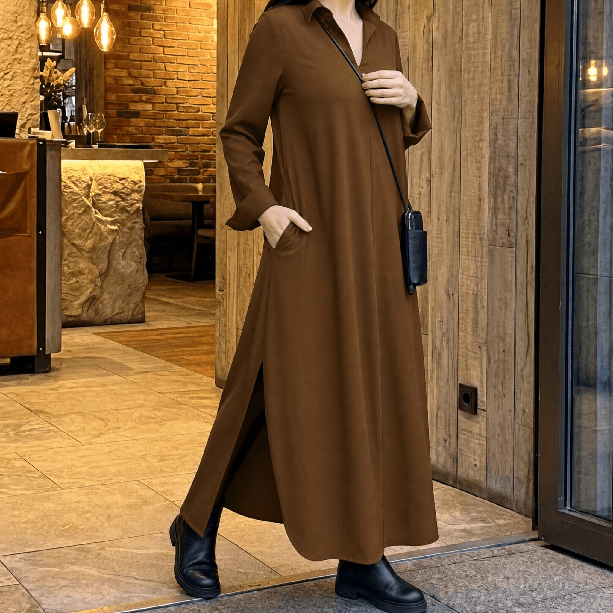 Veluna – Effortless Side Slit Maxi Dress for Women