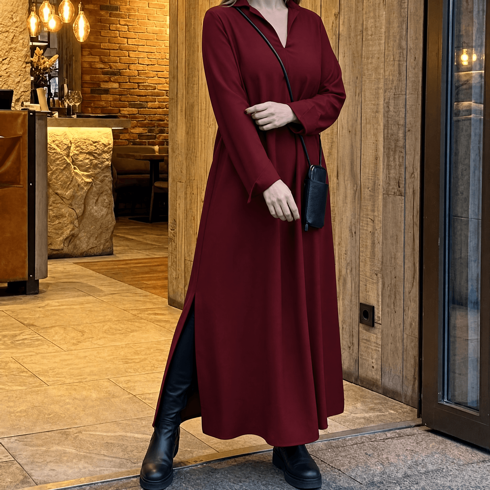 Veluna – Effortless Side Slit Maxi Dress for Women