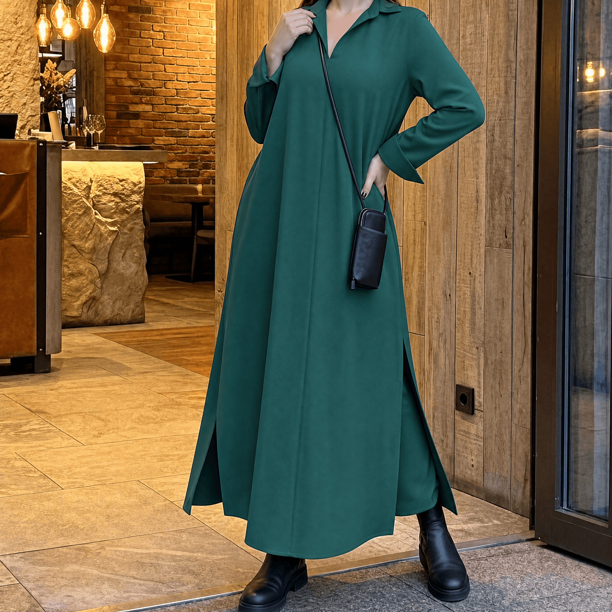 Veluna – Effortless Side Slit Maxi Dress for Women