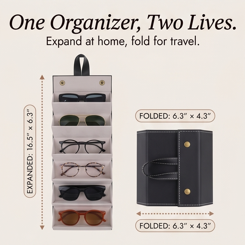 Veluna – Foldable Sunglasses Organizer for 6 Pairs