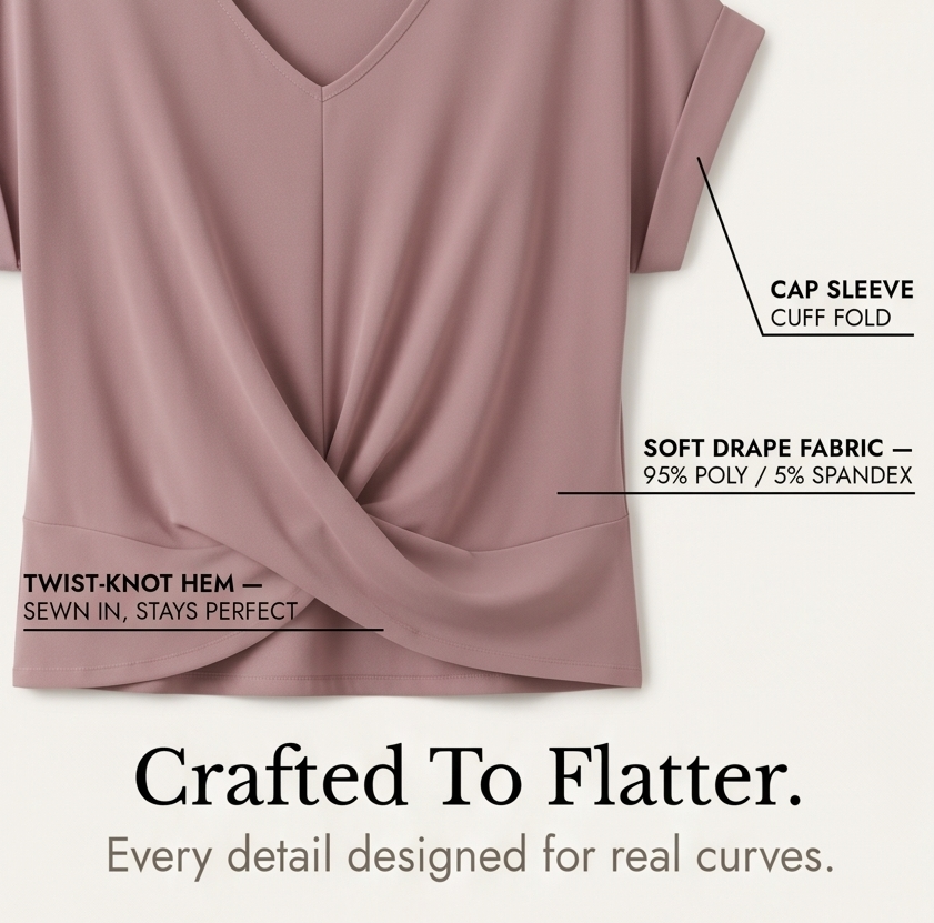 Veluna – Twist-Knot V-Neck Top for Effortless Everyday Style