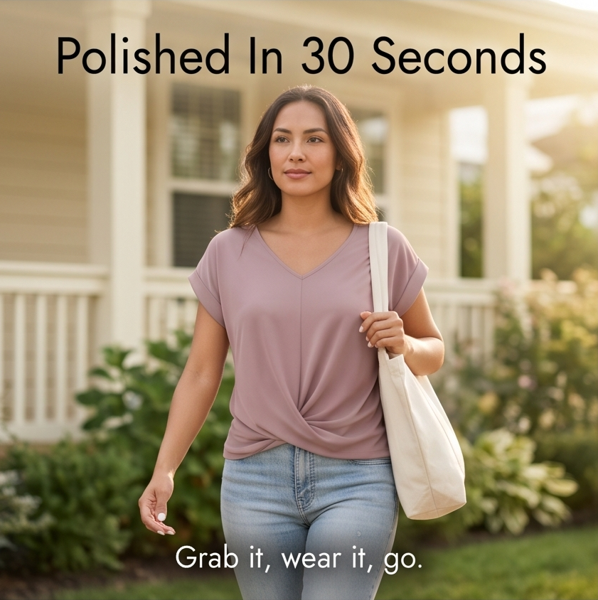 Veluna – Twist-Knot V-Neck Top for Effortless Everyday Style
