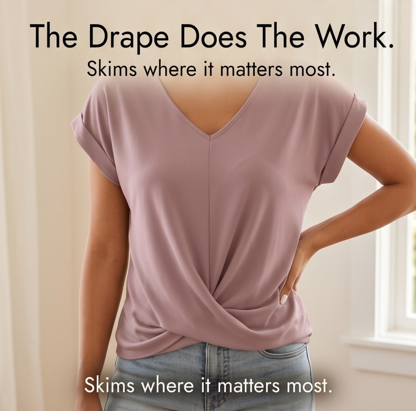 Veluna – Twist-Knot V-Neck Top for Effortless Everyday Style