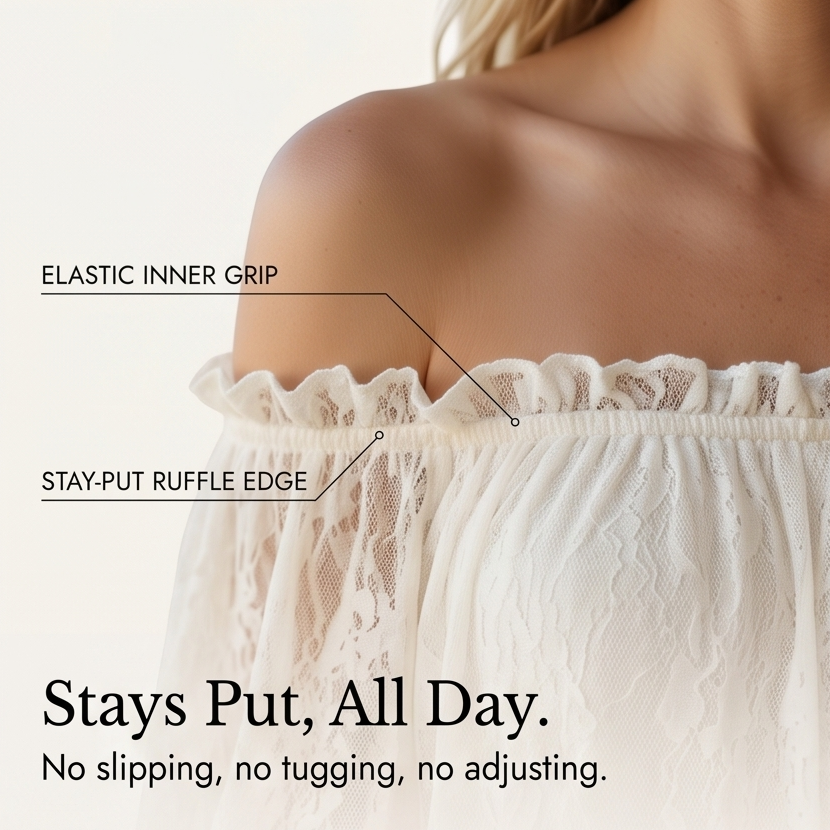 Veluna™ - Off-Shoulder Lace Blouse with Bell Sleeves