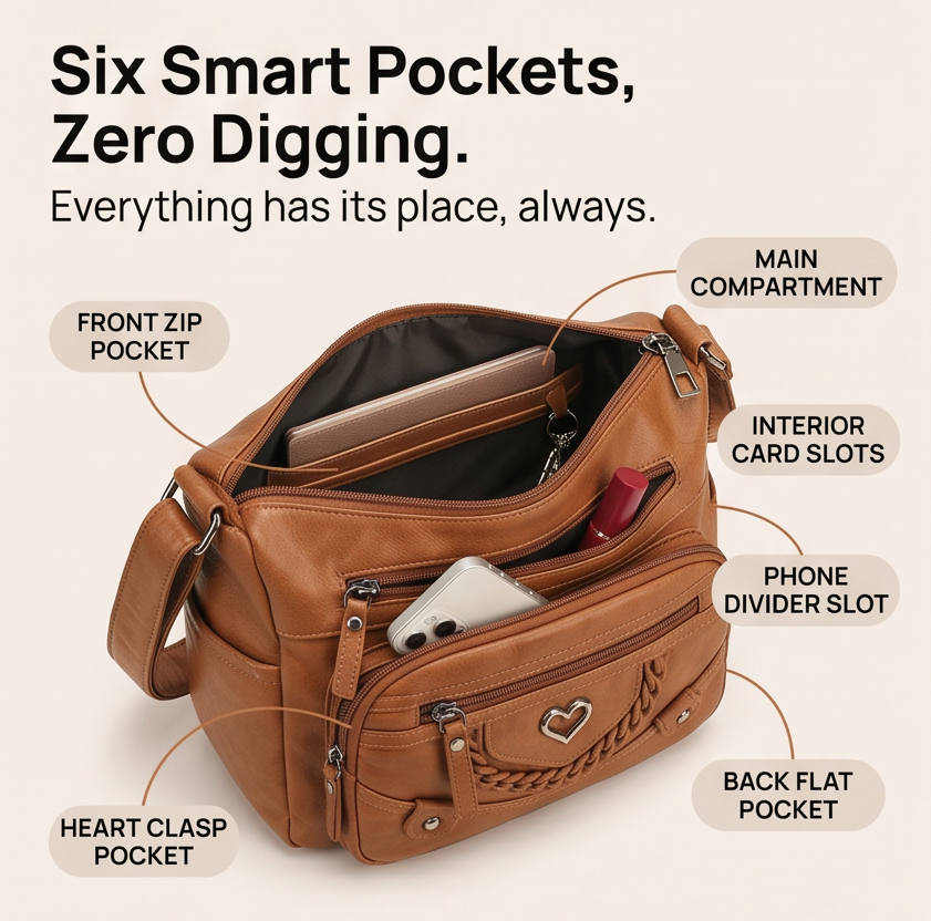 Veluna – Multi-Pocket Crossbody Bag for Everyday Carry