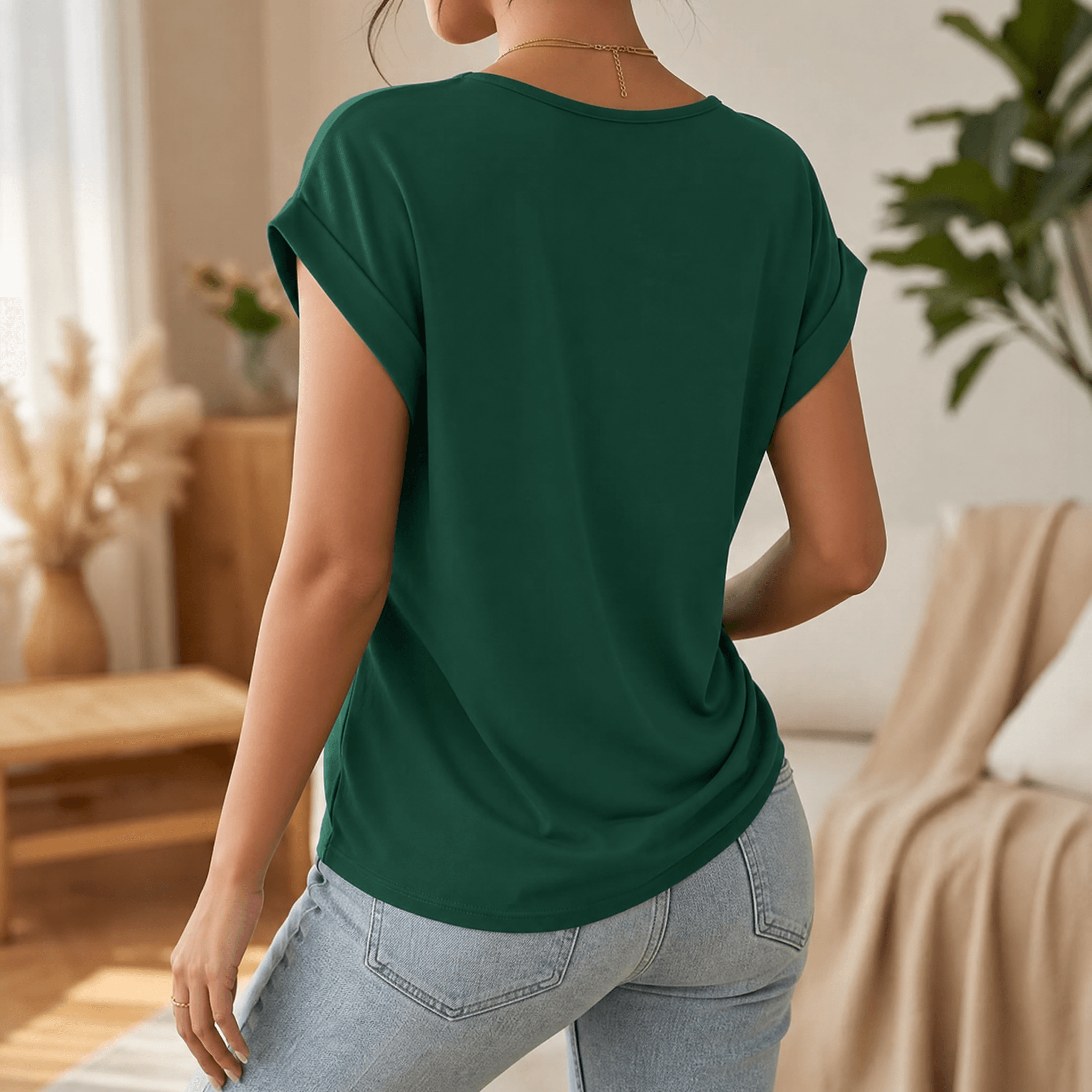 Veluna – Twist-Knot V-Neck Top for Effortless Everyday Style