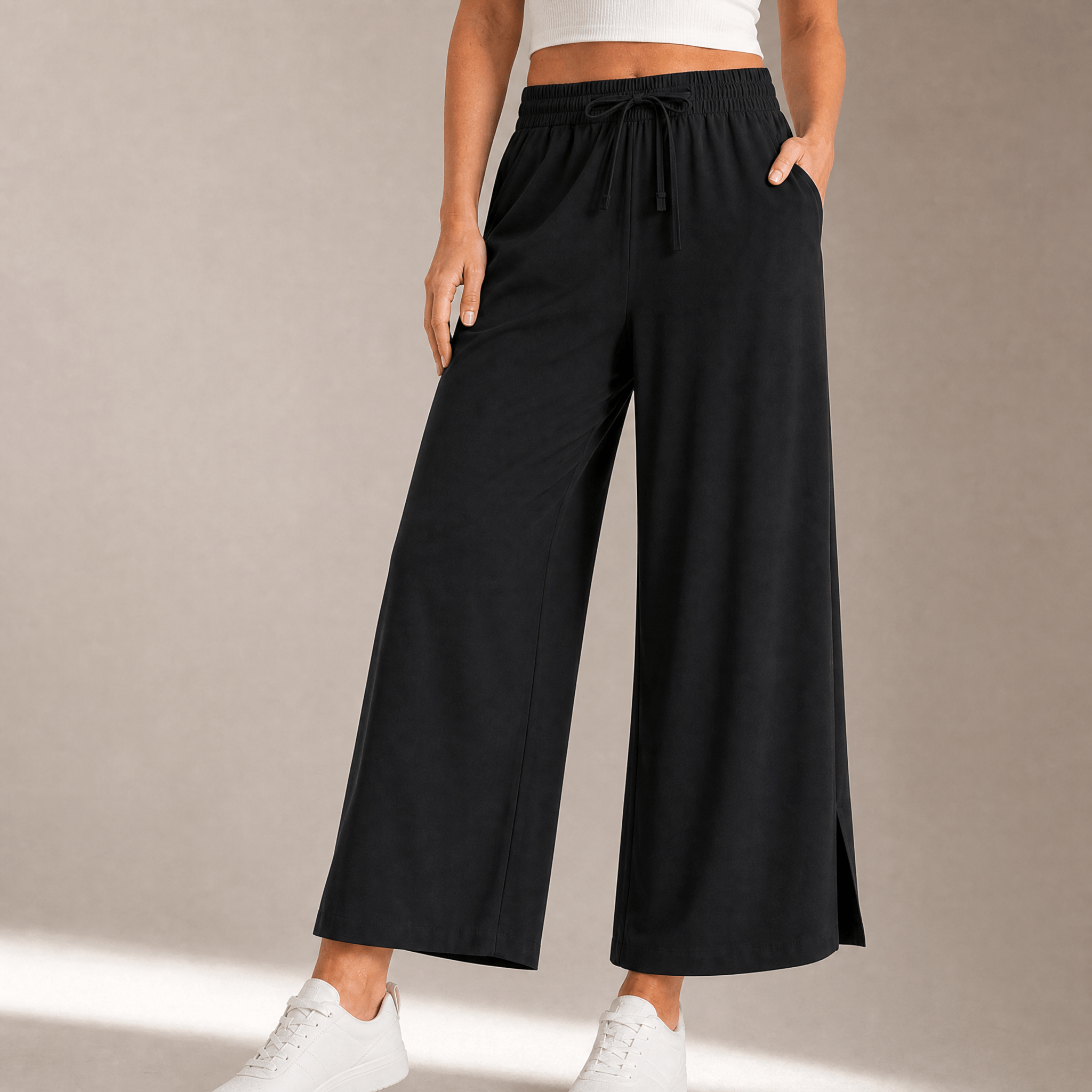 Veluna – Women's Effortless Wide-Leg Crop Pants