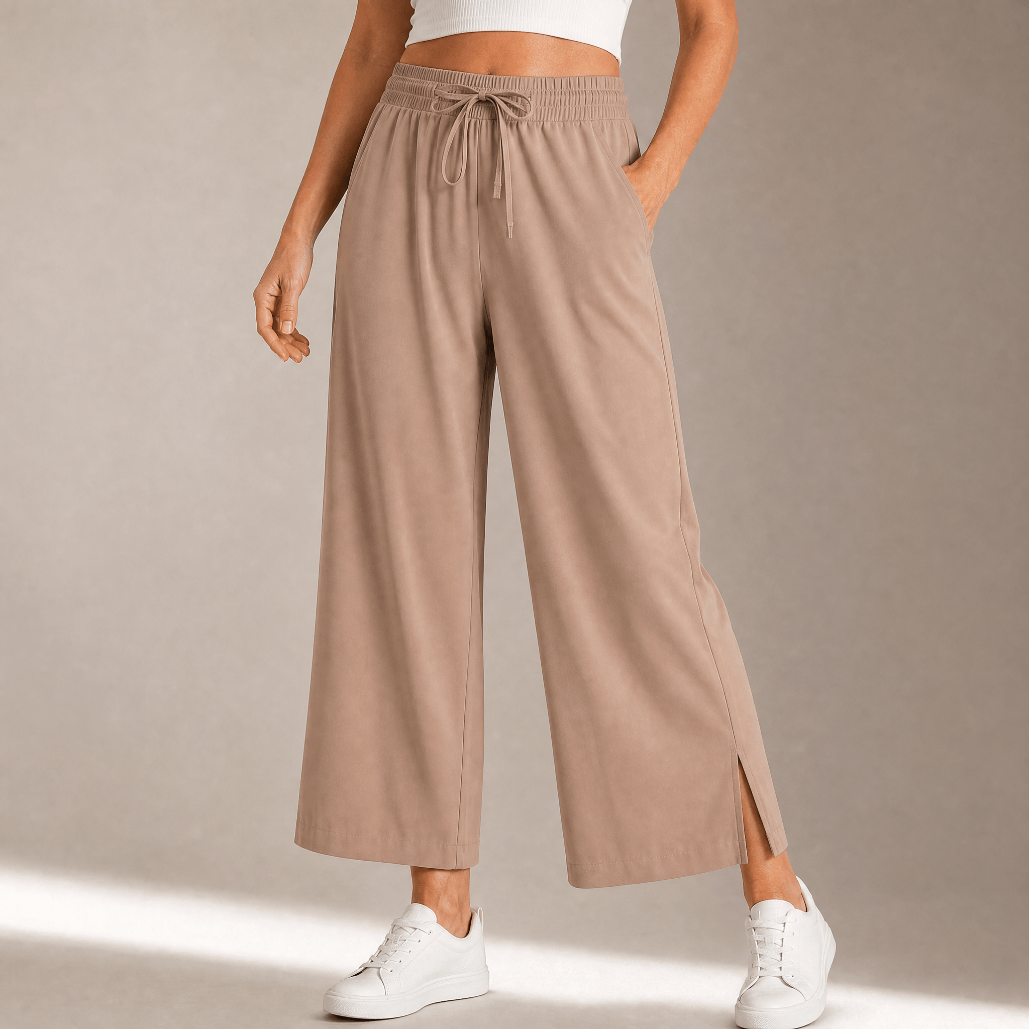 Veluna – Women's Effortless Wide-Leg Crop Pants