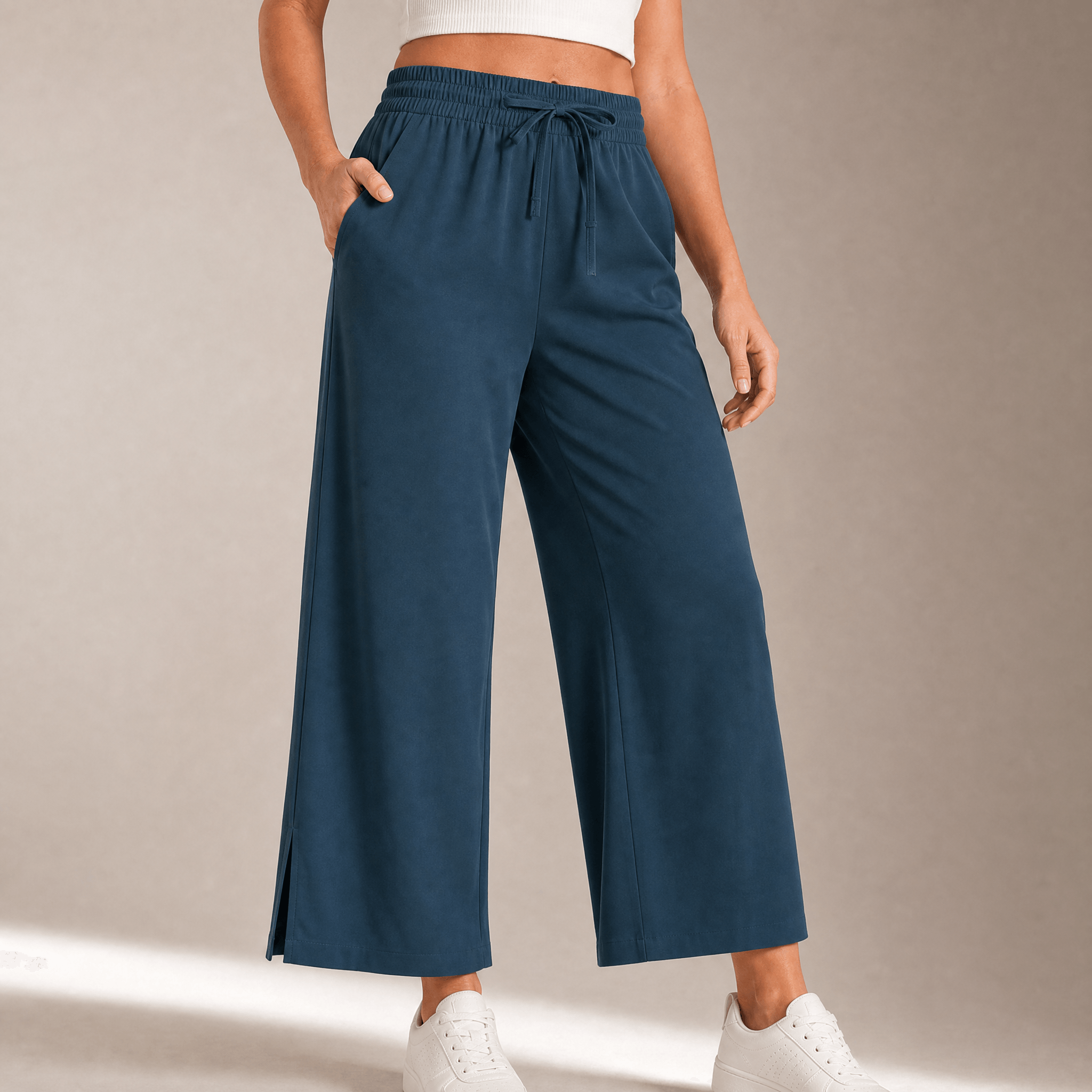 Veluna – Women's Effortless Wide-Leg Crop Pants