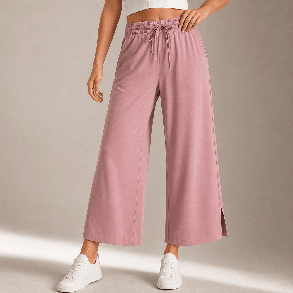 Veluna – Women's Effortless Wide-Leg Crop Pants