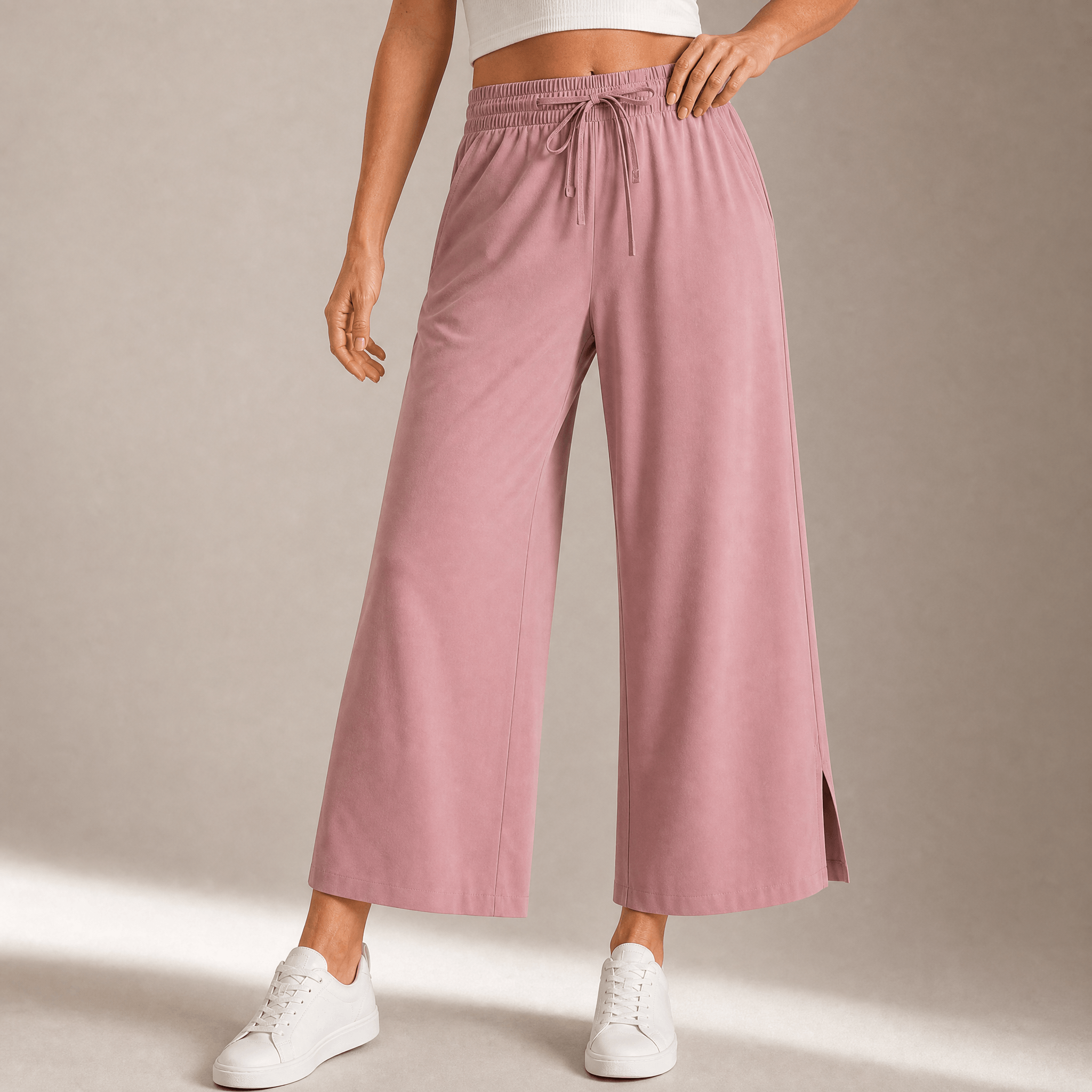 Veluna – Women's Effortless Wide-Leg Crop Pants