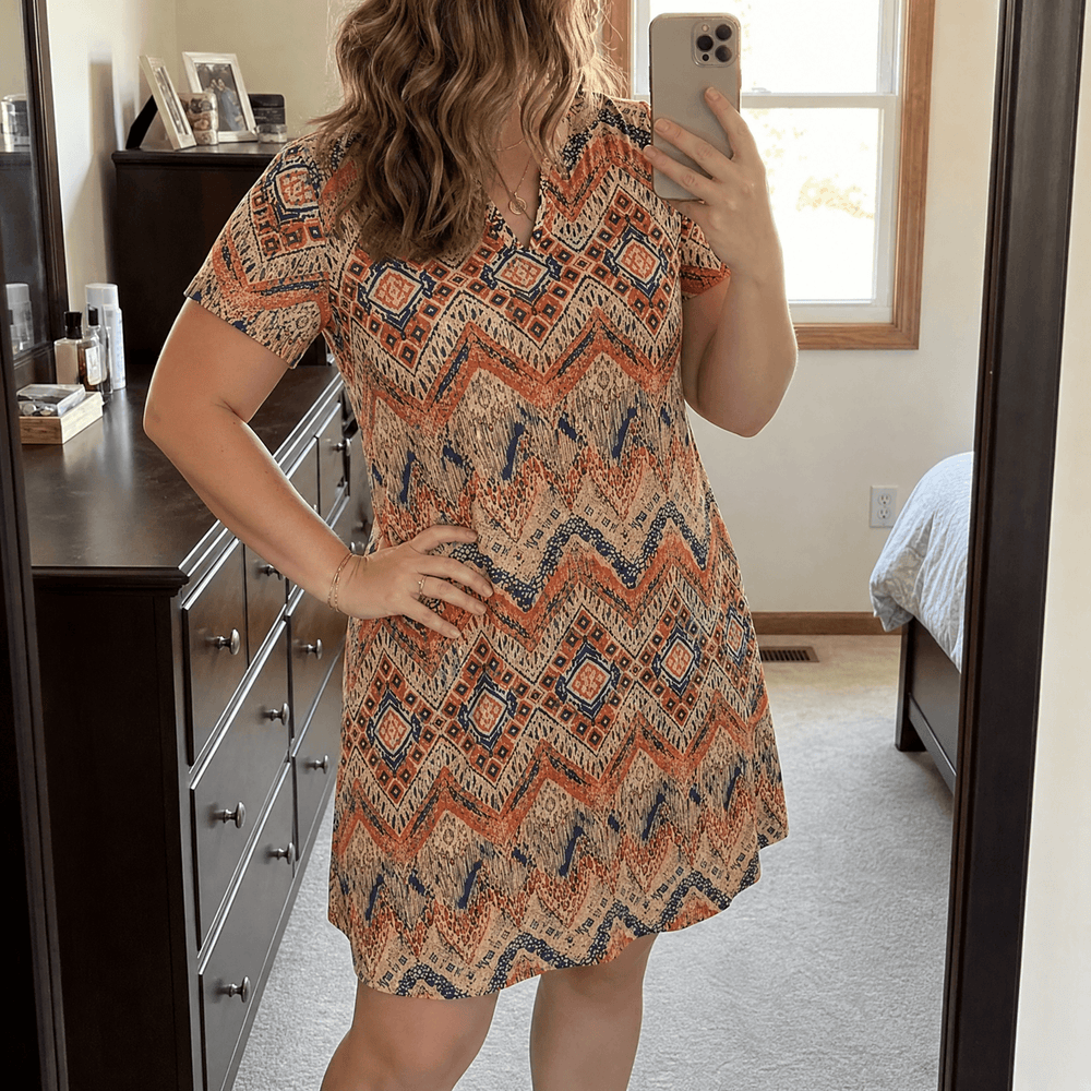 Veluna – Women's V-Neck Floral Dress with Pockets