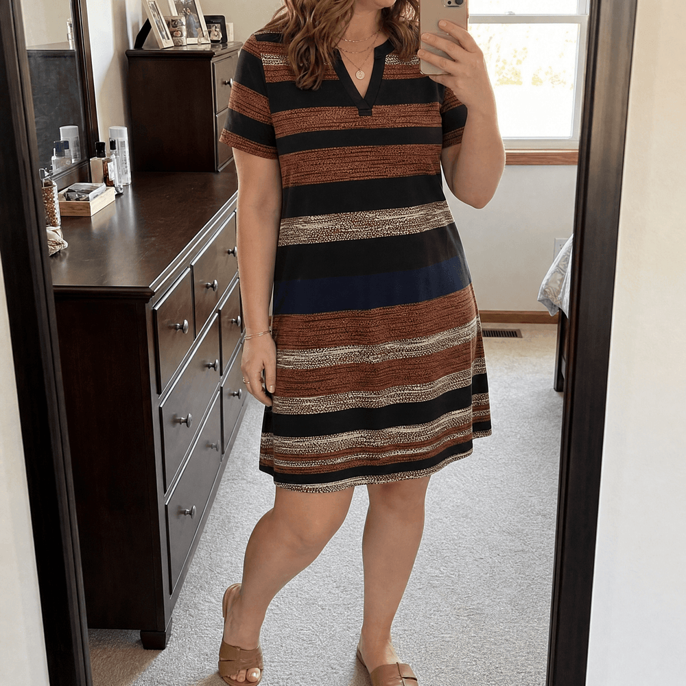 Veluna – Women's V-Neck Floral Dress with Pockets