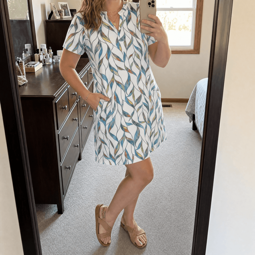 Veluna – Women's V-Neck Floral Dress with Pockets