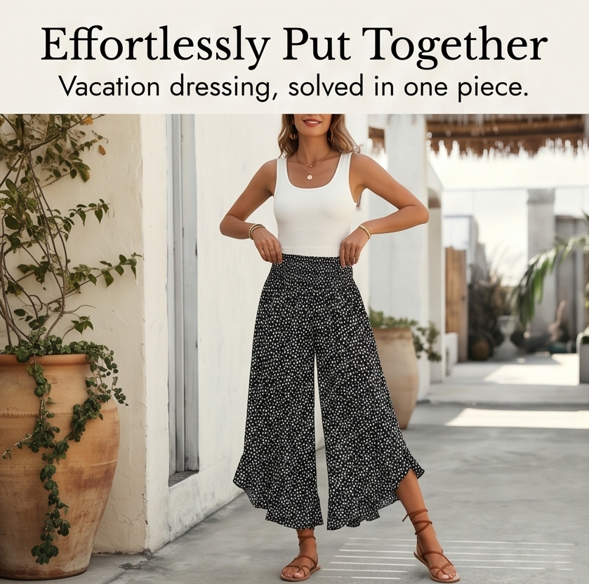 Velura – Smocked Wide-Leg Ruffle Pants