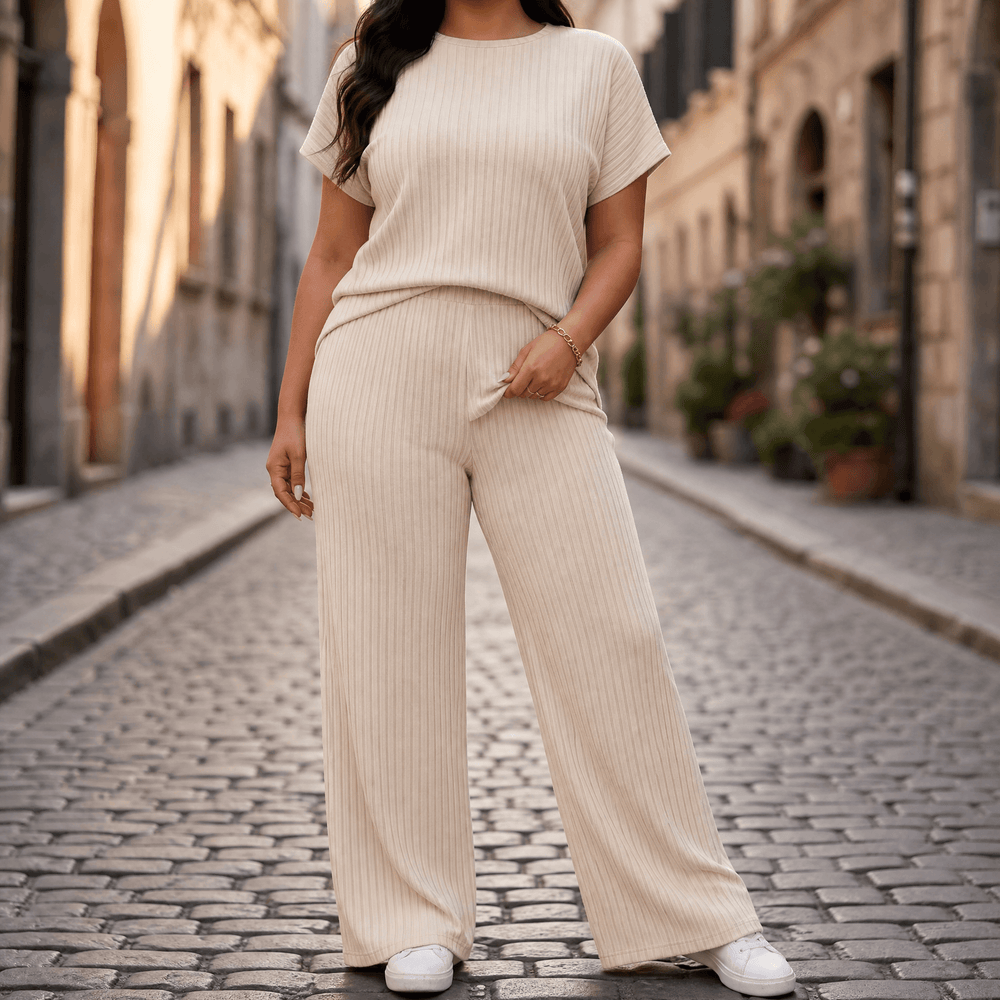Velura – Women's Soft Ribbed Wide-Leg Set