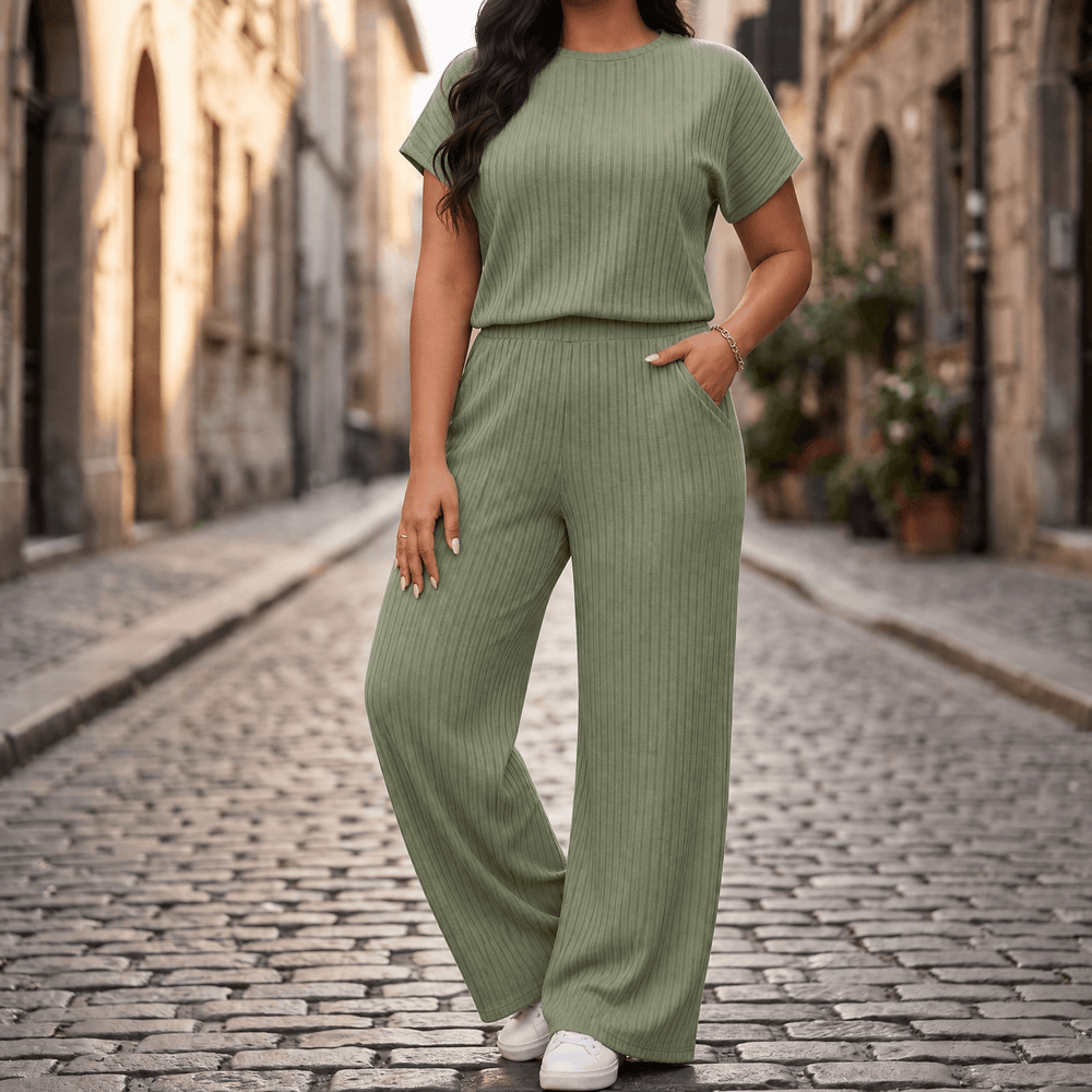 Velura – Women's Soft Ribbed Wide-Leg Set