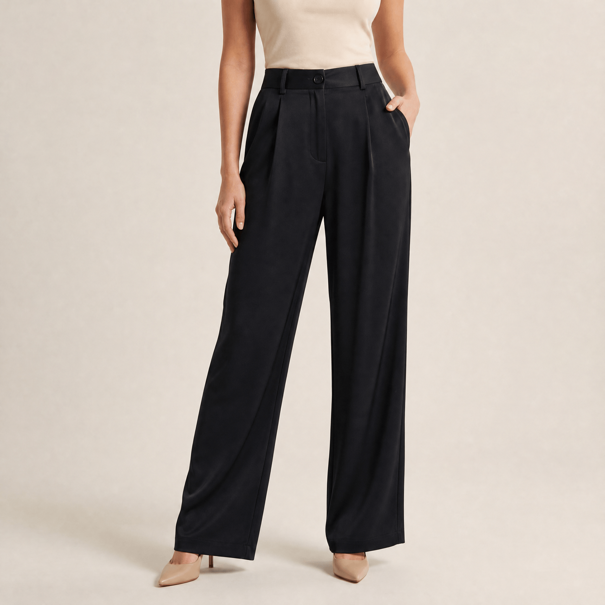 Velura - Women's Wide Leg Acetate Satin Trousers