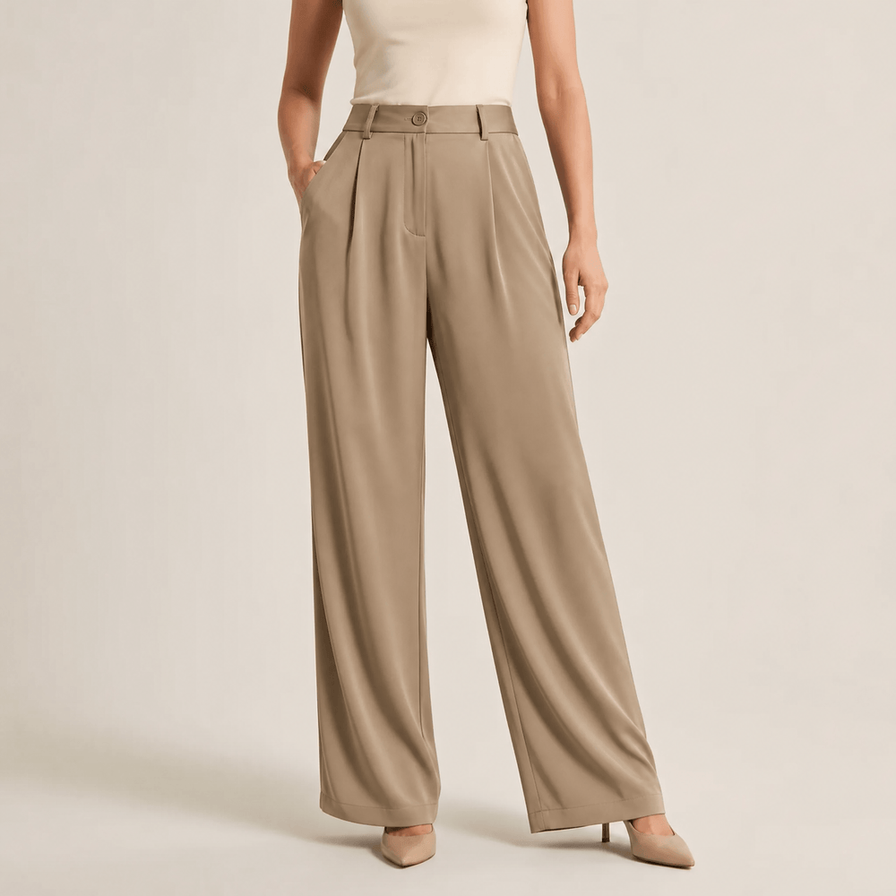 Velura - Women's Wide Leg Acetate Satin Trousers