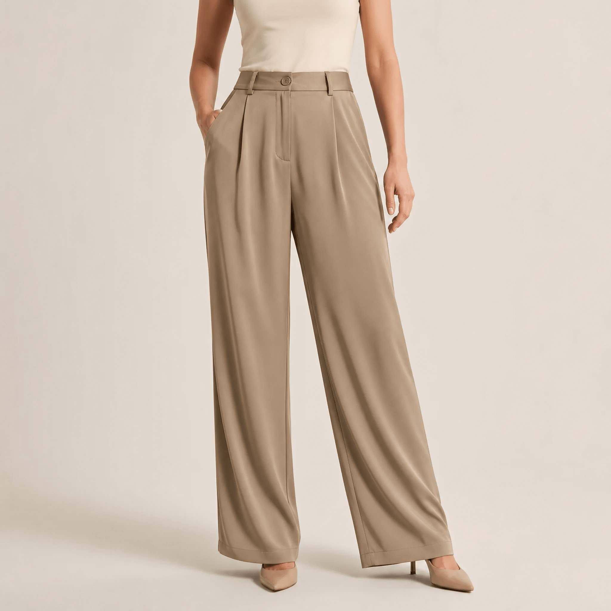 Velura - Women's Wide Leg Acetate Satin Trousers
