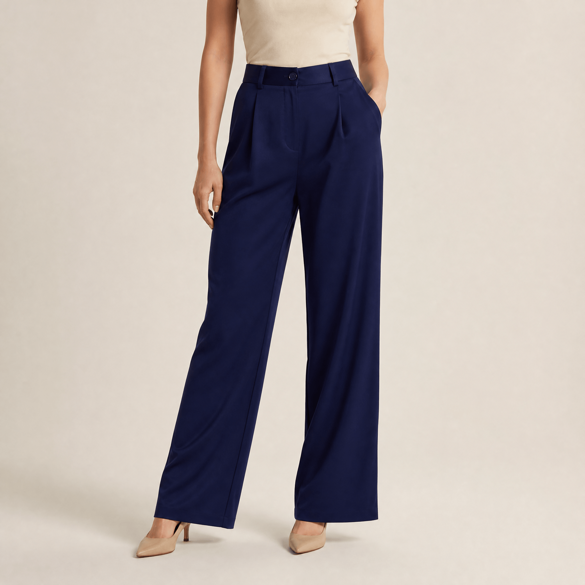 Velura - Women's Wide Leg Acetate Satin Trousers