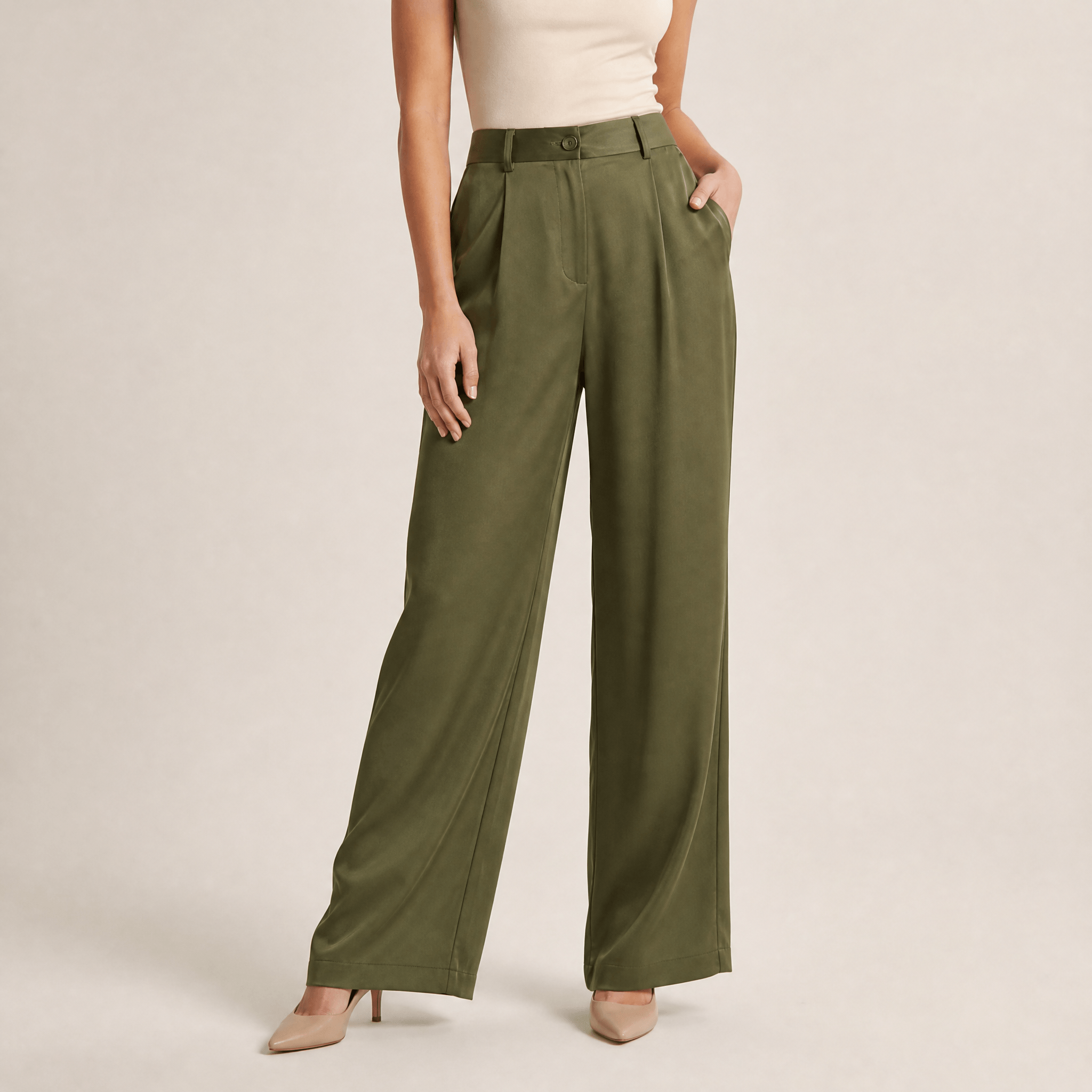 Velura - Women's Wide Leg Acetate Satin Trousers