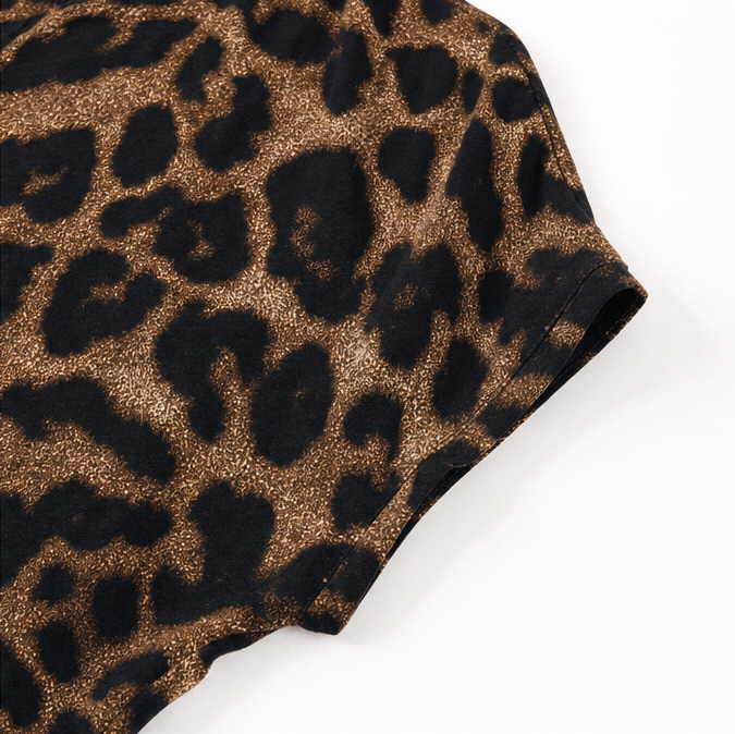 Veluxa – Leopard Print Cinched Waist Maxi Shirt Dress with Pockets