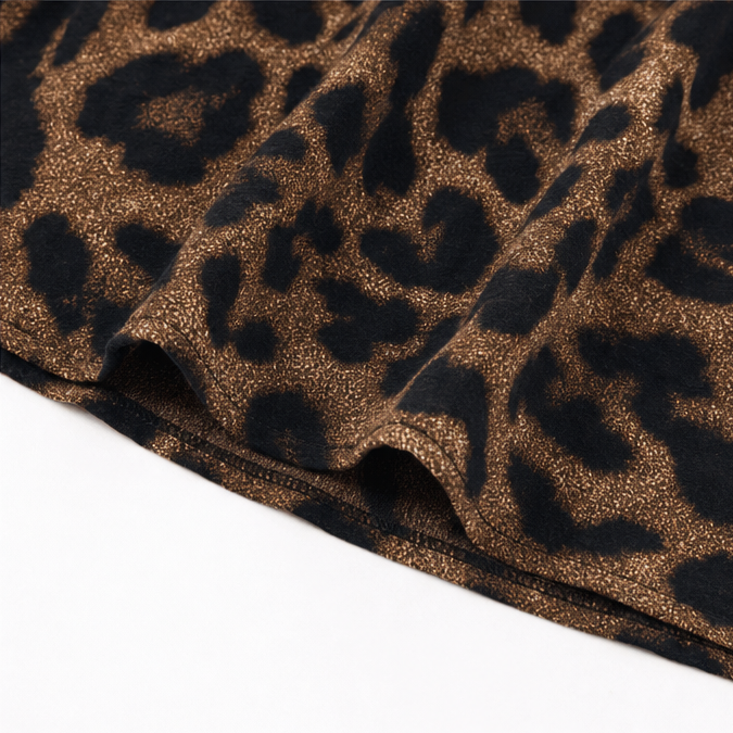 Veluxa – Leopard Print Cinched Waist Maxi Shirt Dress with Pockets