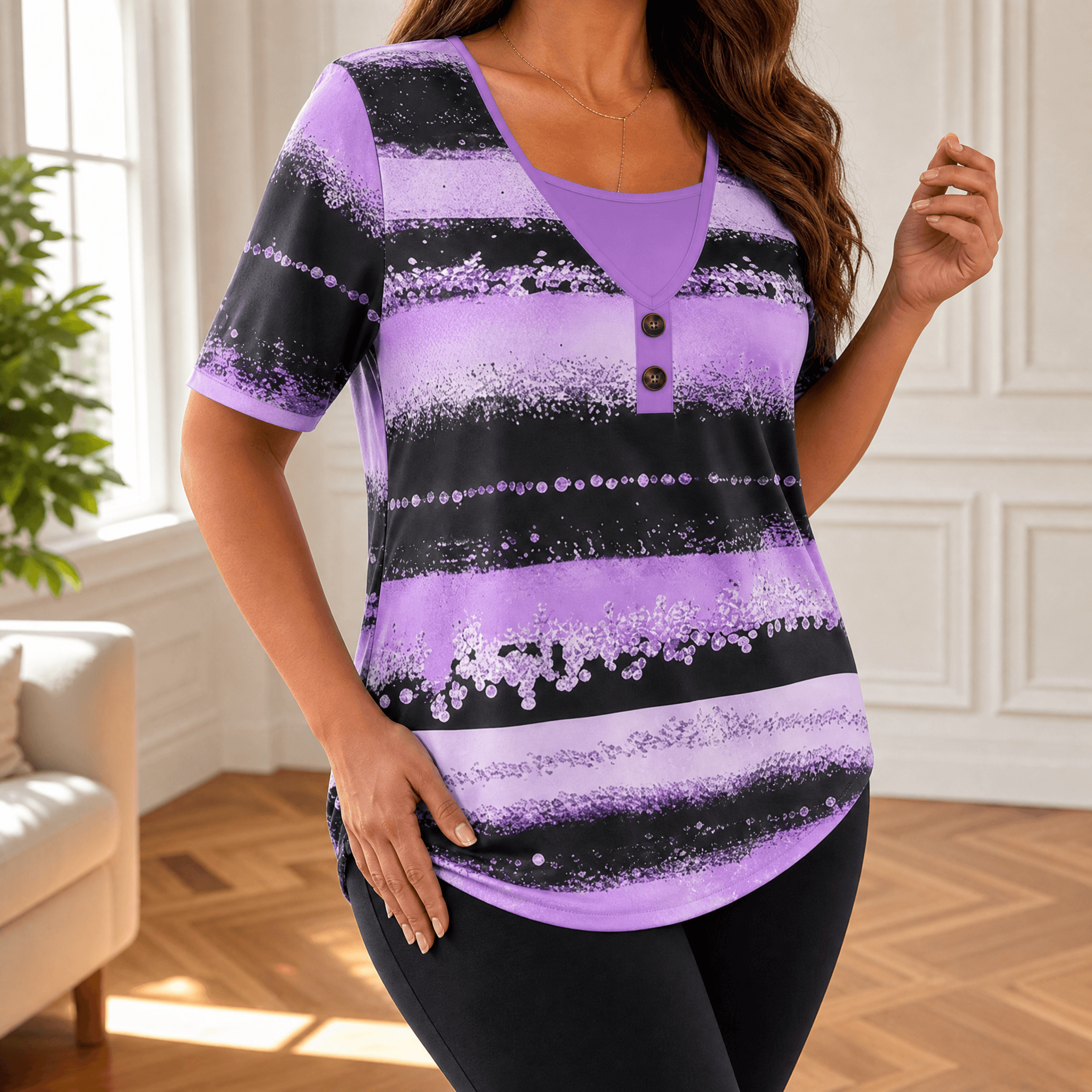 Vesper – Women's Flowy Watercolor Henley