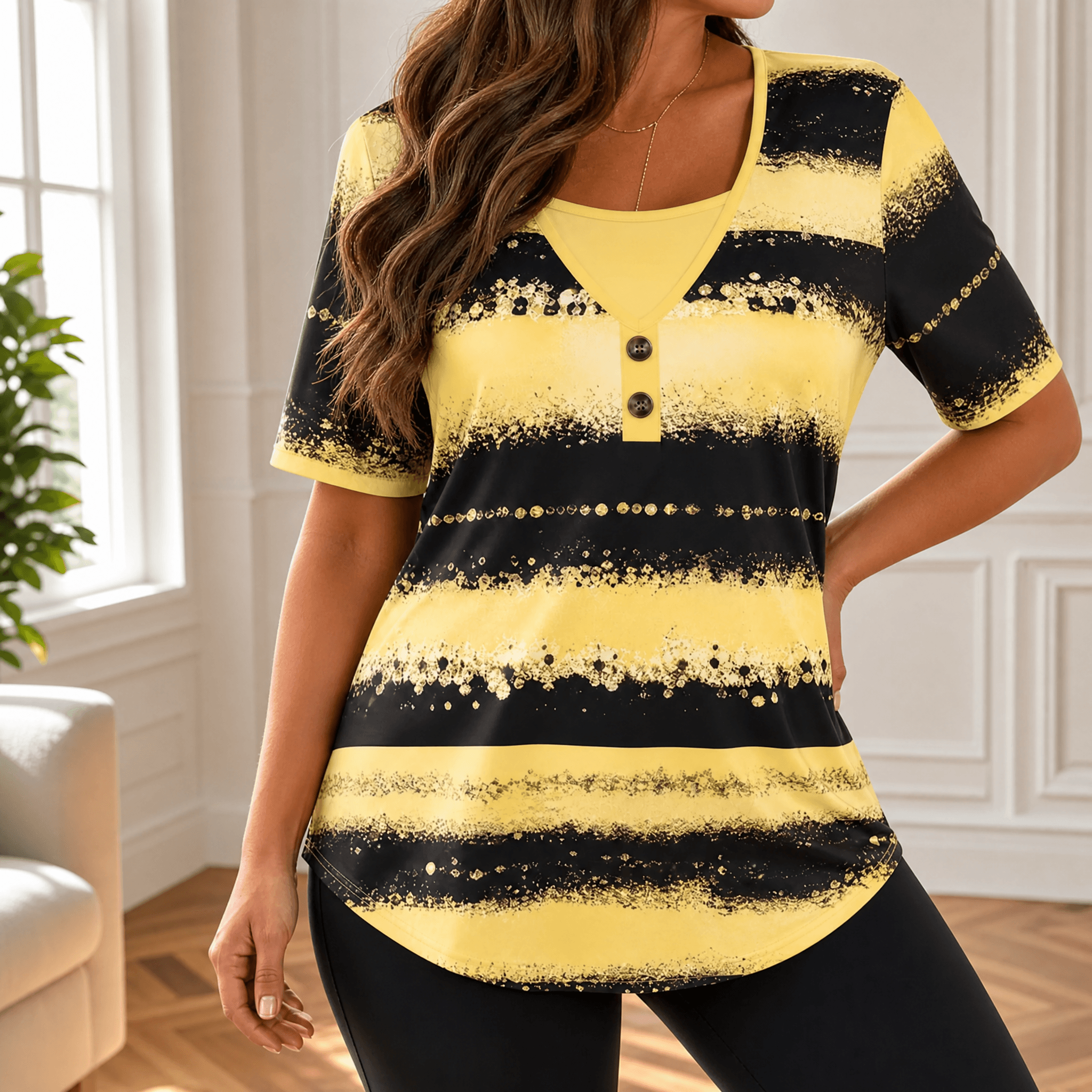Vesper – Women's Flowy Watercolor Henley