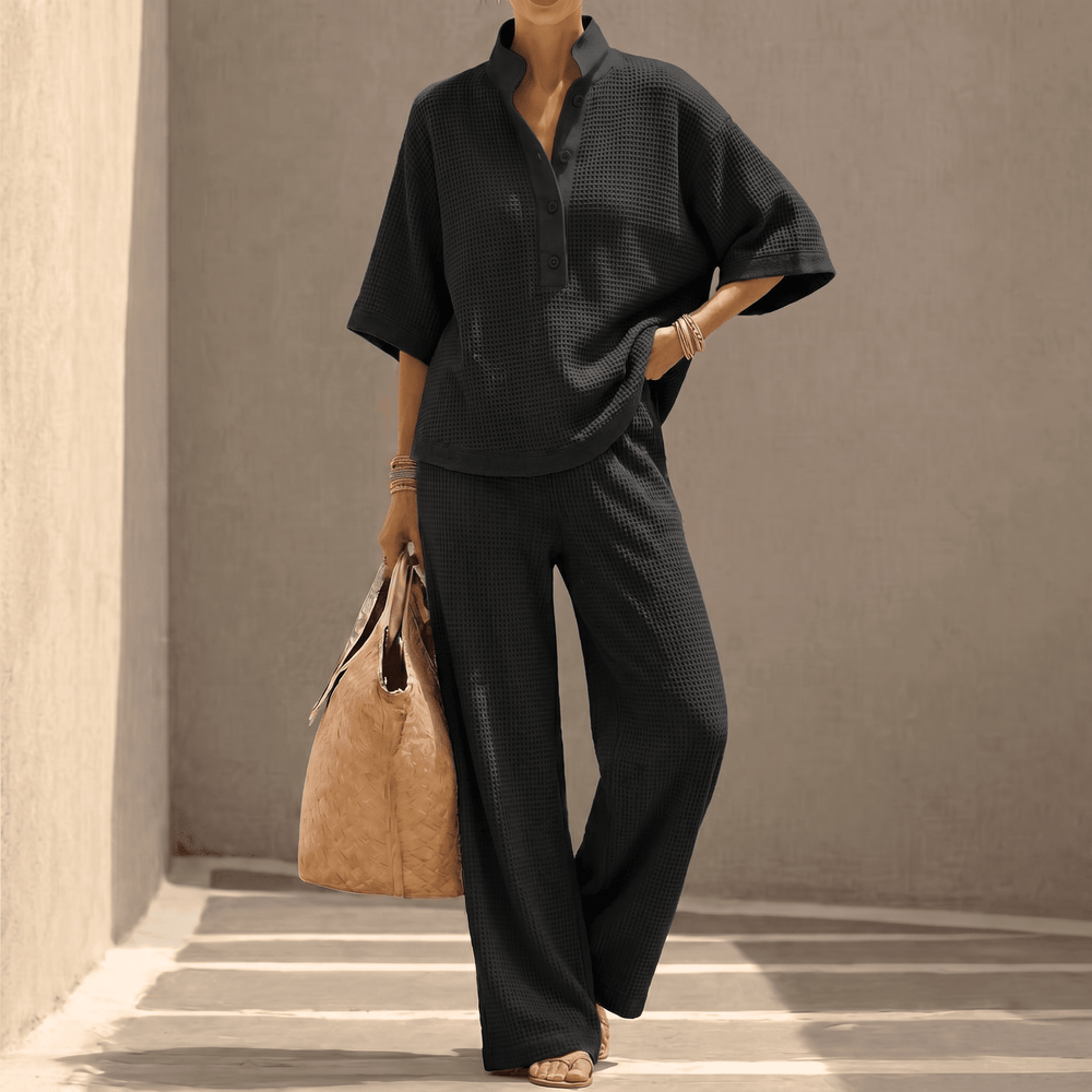 Vienelle – Women's Waffle-Knit Two-Piece Set