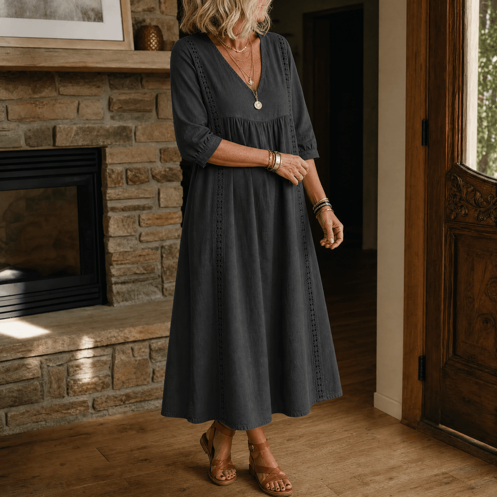 Virella – Women's Relaxed Midi Dress with Pockets
