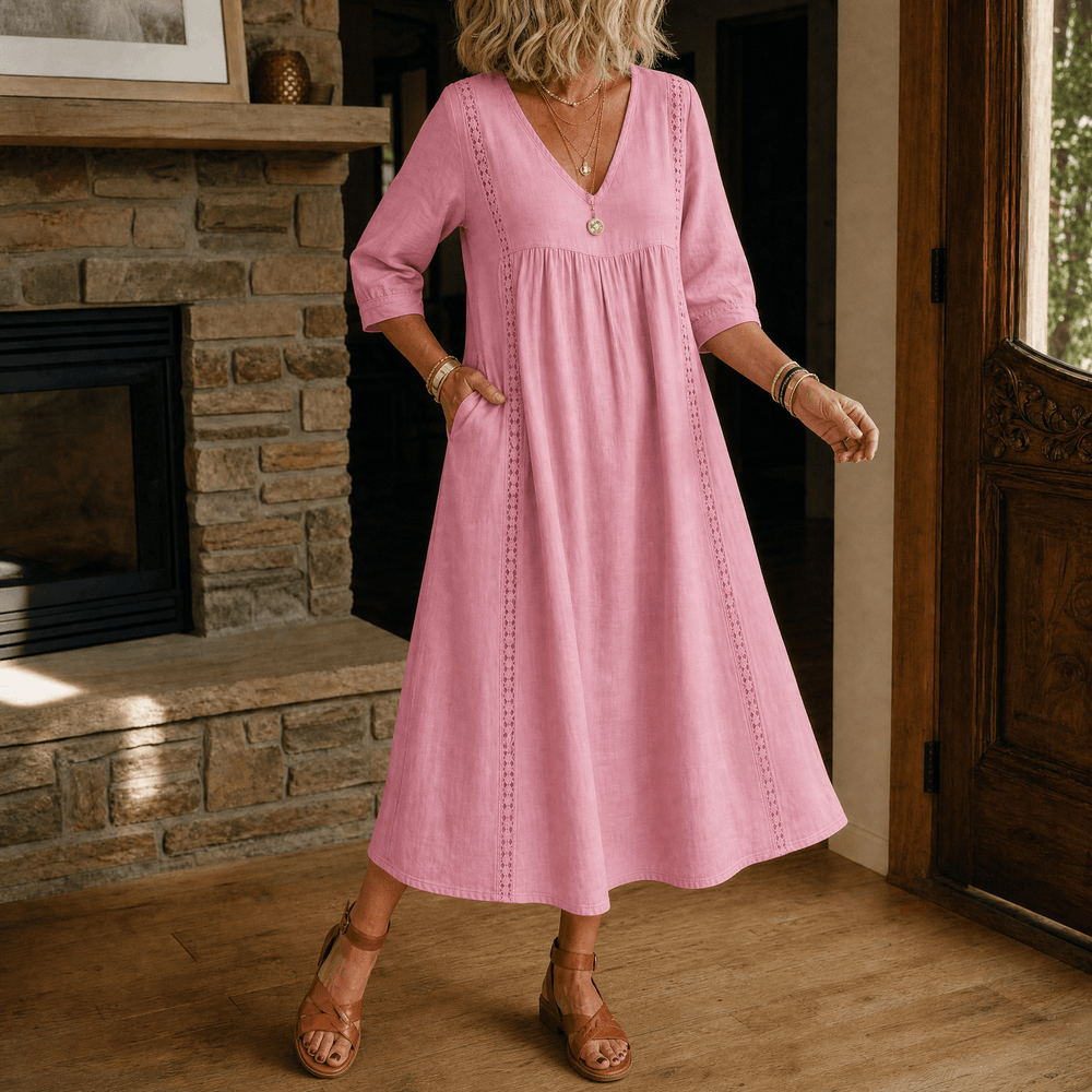 Virella – Women's Relaxed Midi Dress with Pockets