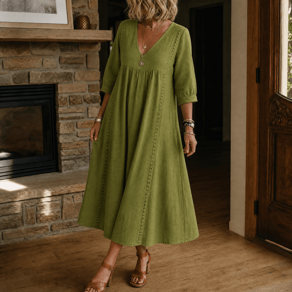 Virella – Women's Relaxed Midi Dress with Pockets