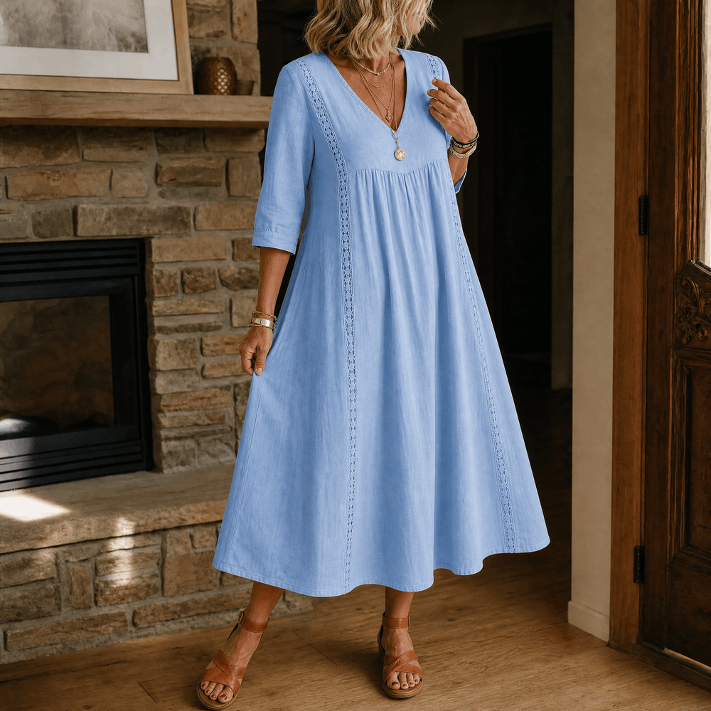 Virella – Women's Relaxed Midi Dress with Pockets